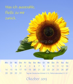 Oktober 2013 Tischkalender Ein gutes Leben