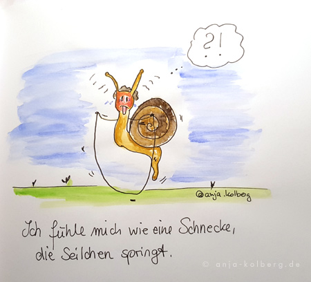 Schnecke springt Seilchen